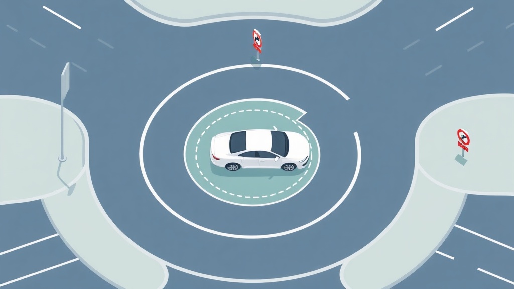 회전 차로를 주행 중인 차량과 진입로에서 대기하는 차량의 우선순위 상황