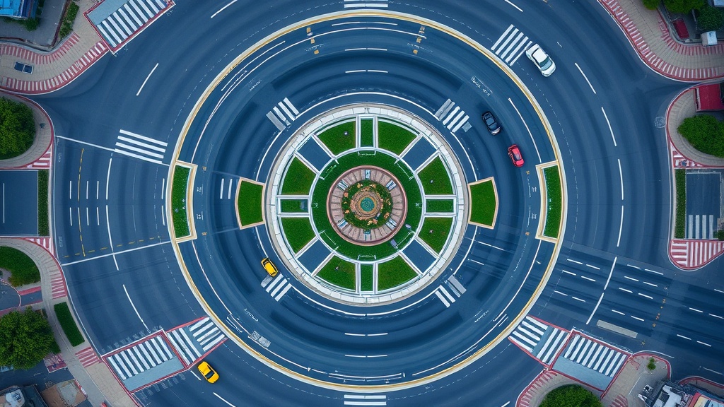 두 개의 회전 차로를 가진 중형 규모 회전교차로